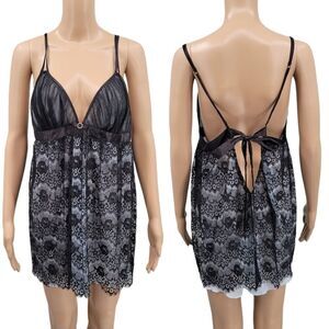SEDUCTIVEWEAR by Cinema Black Lace over pale blue Chemise Negligee
